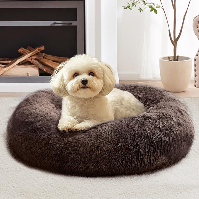 JOLLYVOGUE 23" Calming Donut Dog & Cat Bed