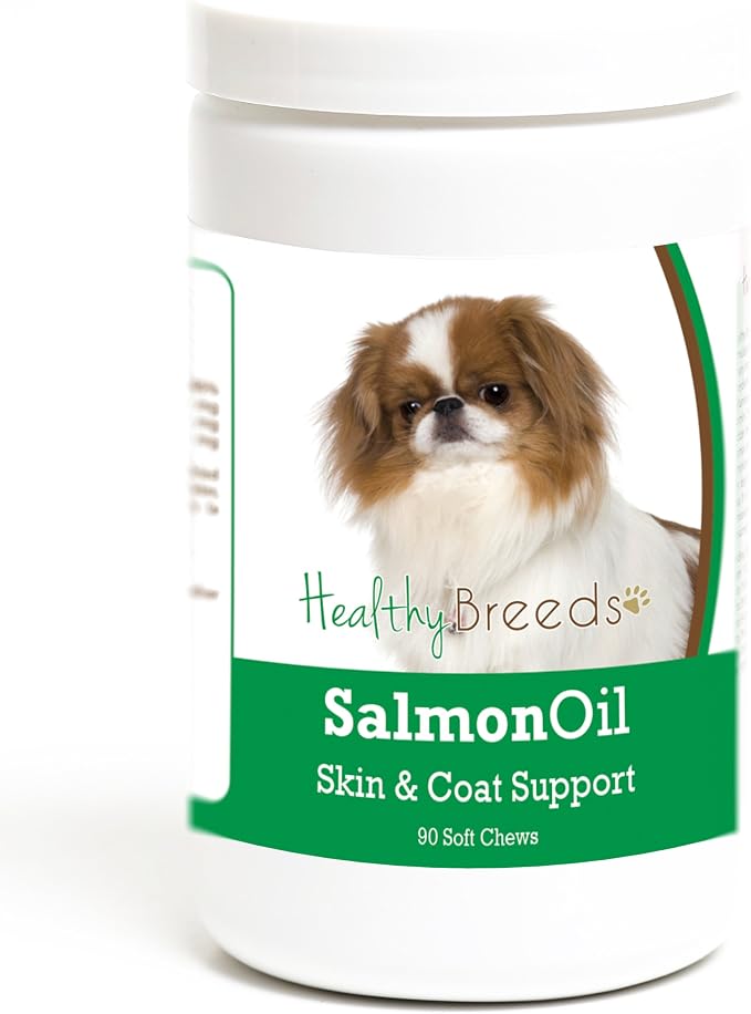 Healthy Breeds Japanese Chin Salmon Oil Soft Chews 90 Count, Brown