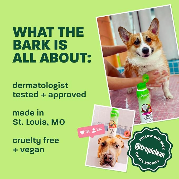 TropiClean Moisturizing Dog Conditioner, Vanilla Bean Scent, 2.5 Gallon | Professional Detangling & Moisturizing | Kiwi & Cocoa Butter Scent | Puppy Safe | Made in USA