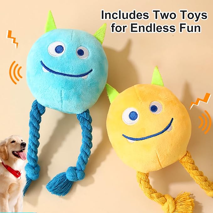 lilfrd 2 Pack Squeaky Rope Plush Dog Toys for Small Medium Puppies | Tug Chew Play, Boredom Relief, Small Medium Breeds, Puppy Toys to Keep Them Busy