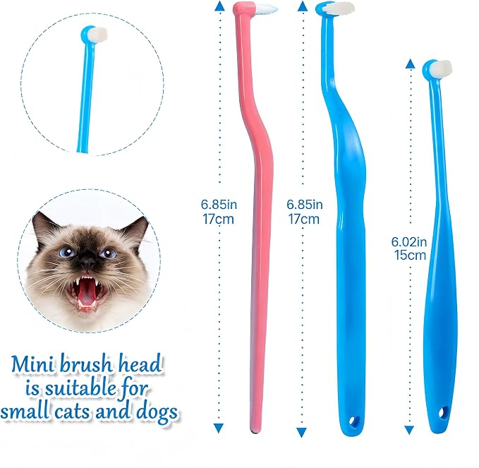 CGO Kitten Toothbrush Kit - 3 Piece Cat and Kitten Tooth Brushing Set with Ultra Soft Bristles, Dental Care for Small Cats, Kittens & Puppies