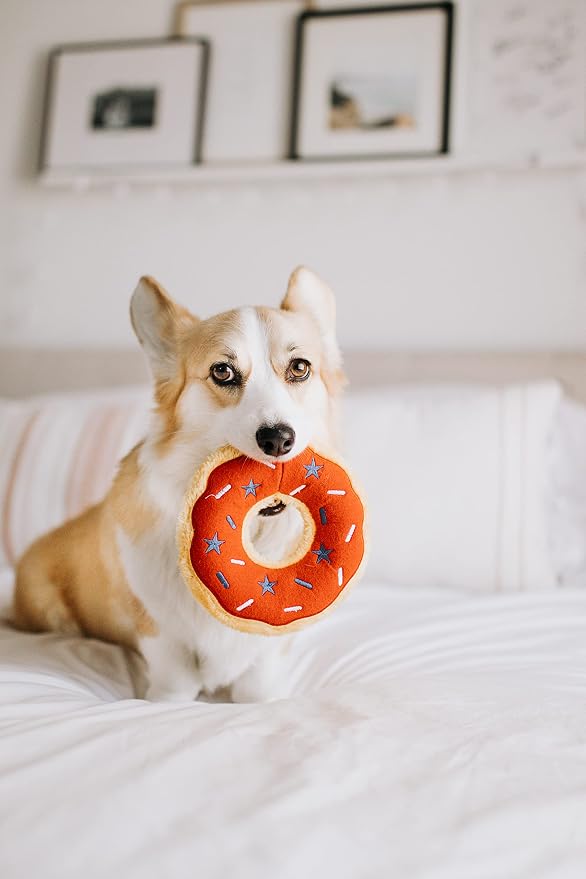 ZippyPaws Donutz for Medium and Large Dogs - Jumbo Americana Donut | Stuffed Dog Toys to Keep Them Busy, Squeaky Pet Toy for Boredom, Chew Toy with Stuffing, Soft Plush Puppy Product