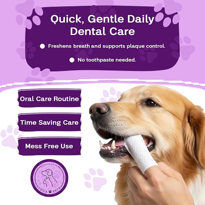 Dental Wipes Mint Scented – Best Dog Teeth Cleaning, Dog Dental Wipes for Dogs Teeth, Finger Toothbrush for Dogs and Cats, Oral Care, Remove Plaque, Tartar & Bad Breath – 50 Count