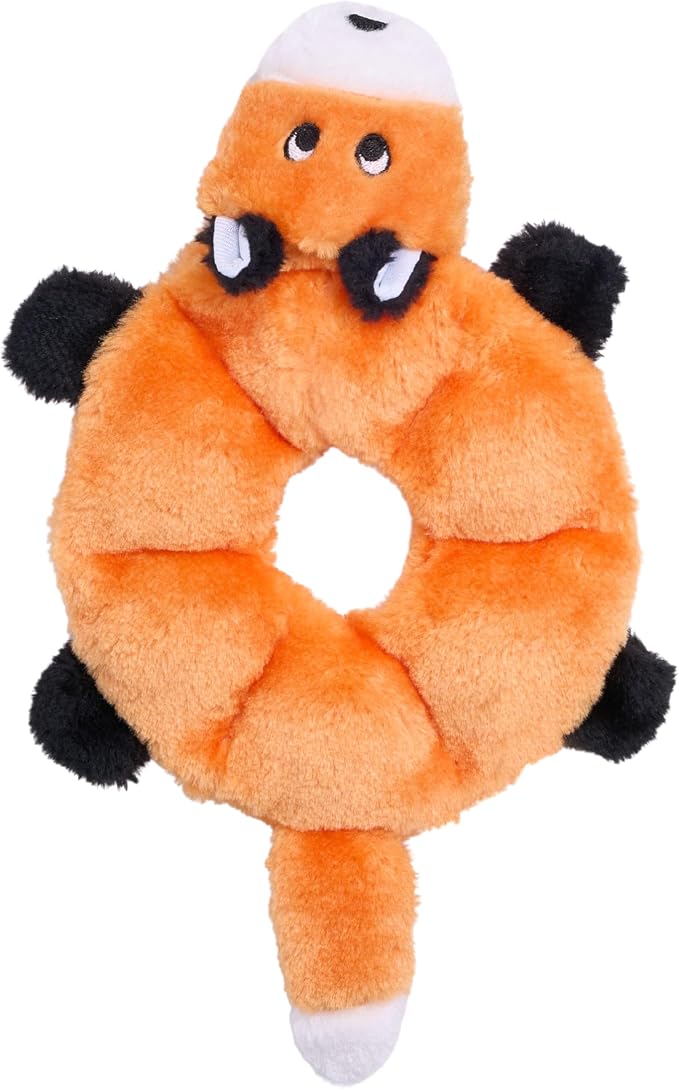 ZippyPaws Loopy No Stuffing Dog Toys to Keep Them Busy - 10" | For Small, Medium, & Large Dogs, Squeaky Pet Toy for Boredom, Unstuffed Chew Toy, Soft Plush Puppy Products, Fox