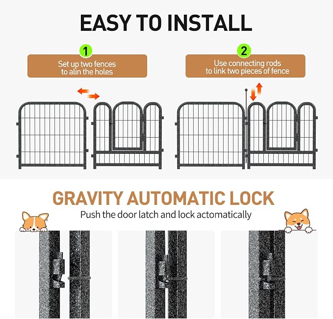Metal Dog Playpen, 24in 24 Panels, Black-Silver