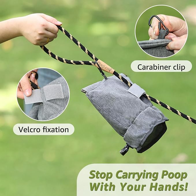 Dog Poop Bag Holder for Walking with Waste Bag Dispenser, Reusable Smell Proof, Pet Poop Pouch with Magnetic Closure,Portable Dog Accessories Travel for Leash Harness Waist
