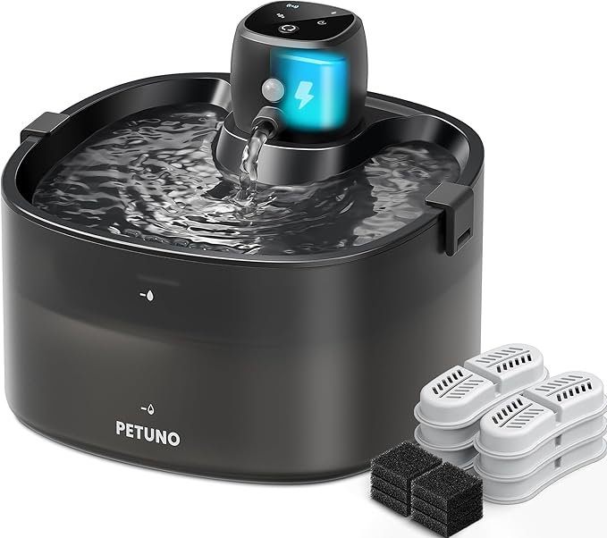 Wireless Cat Water Fountain, Cat Fountain Battery Operated, 78oz/2.3L Pet Water Fountain Cordless, 4000mAh Rechargeable Automatic Fountain with Motion Sensor, Quiet Pump & Locking Lid, with 6 Filters