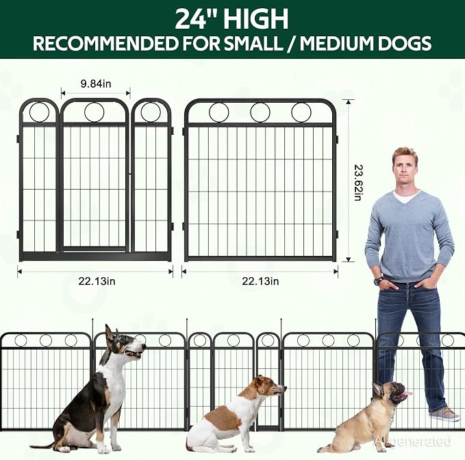 Dog Playpen Indoor/Outdoor, Metal, 24in, 4 Panel with Door