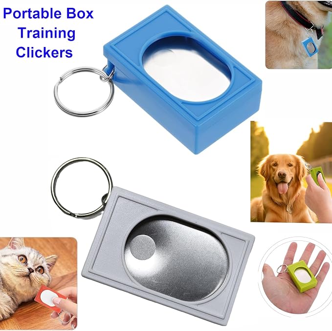 Portable Square Box Training Clicker, 2 Pcs, Blue & White