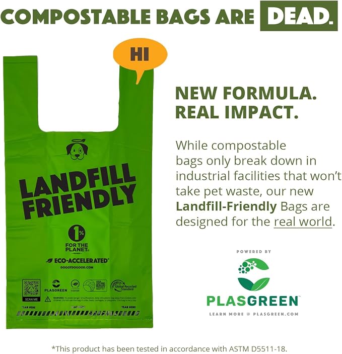 Doggy Do Good - 180 Count, Heavy Duty Poop Bags for Dogs with Handles - Standard Size - Dog Waste Bags Made with 50% Recycled Plastic + 15% Biobased Material - Landfill-Friendly, Unscented, Leak-Proof