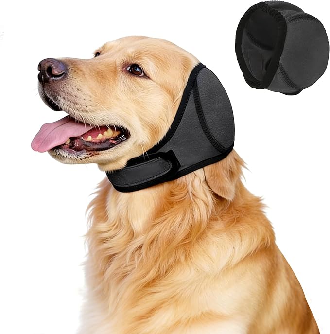Dog Ear Muffs &No Flap Ear Wraps for Dogs for Swimming, Bath & Noise Anxiety Relief – Waterproof Ear Covers for Aural Hematoma Prevention, Quick-Dry Calming Hoodie for Grooming, Fireworks, Vet Visits