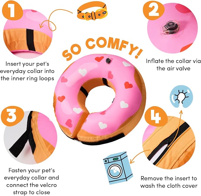 BENCMATE Inflatable Dog Cone Collar Alternative After Surgery XLarge | Soft Dog Cone for Small Medium Large Dogs and Cats, Doggie Neck Donut Recovery ECollar to Stop Licking,HeartShape