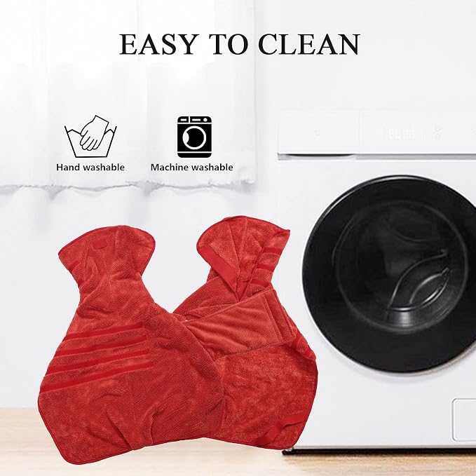 Dog Bathrobe Towel Geyecete Dog Drying Coat-Pineapple Grid Fast Drying Super Absorbent Pet Dog Cat Bath Robe Towel-Red-L