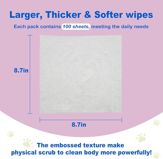 DR.EASY Odor Remover Grooming Wipes, Lavender, 100 Count
