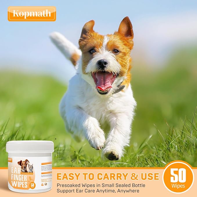 Dog Ear Wipes, Ear Cleaner Finger Wipes for Dogs & Cats