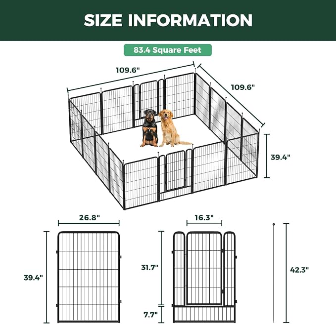 FXW Rollick Unleashed Dog Playpen, 40in, 16 Panels, Medium/Large
