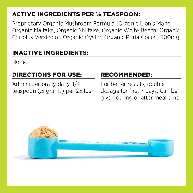 BIXBI Dog & Cat Clean Digestion Support, 2.12 oz (60 g) - All Natural Organic Pet Superfood - Daily Mushroom Powder Supplement - USA Grown & USA Made - Veterinarian Recommended for Dogs & Cats