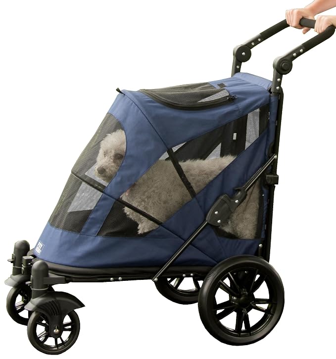 Pet Gear No-Zip Excursion Pet Stroller - Navy, Dual Entry