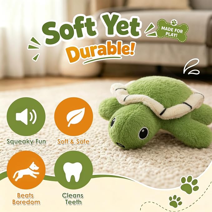 Hollypet Squeaky Hide and Seek Dog Toys for Small and Medium, 4 Turtles | Interactive Plush Stuffed Dog Squeak Toys for Small Medium Sized Dogs and Non-Aggressive Chewers, Puppy Teeth Clean Chew Toys