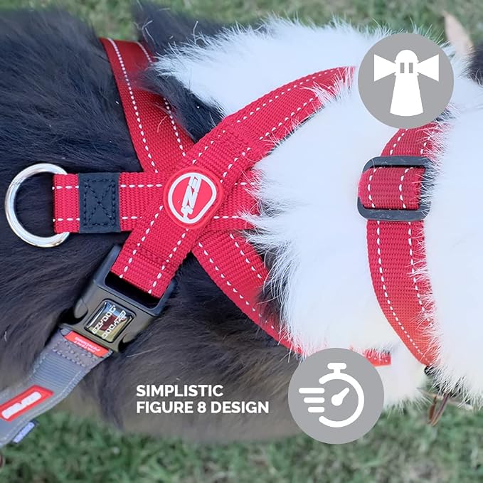EzyDog Crosscheck, No Pull Side Martingale Training Dog Harness - XL, Blue | Escape Proof Harness for Dogs, Firmer Fit with Pulling, Silicone Neck Liner, Adjustable Fit for All Breeds, Dual D-rings