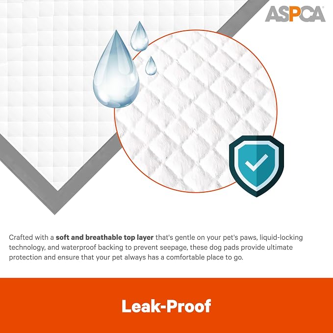 ASPCA - Scented Puppy Pads | Extra Absorbent Dog Training Pads for Cats & Dogs | Leak-Proof Layers | Odor Control & Quick-Dry | Non-Slip & Tear-Resistant | Travel Friendly | Pack of 100 | Size 26"x30"
