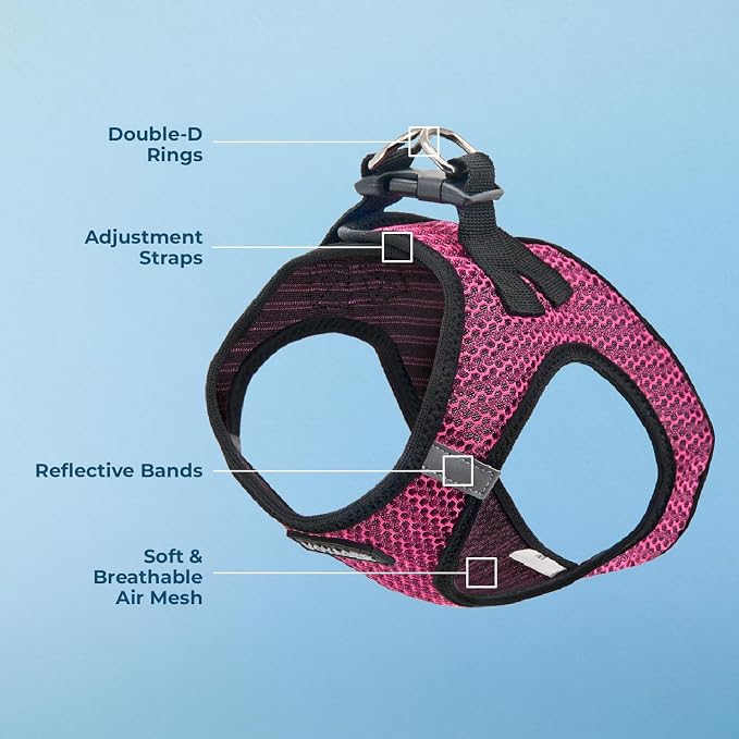 Voyager Step-in Air Dog Vest Harness - Fuchsia 2-Tone, Large | 18- 20.5" in Chest, Reflective Bands, All Weather Breathable Air Mesh, Cats Compatible, Lightweight, Fast Drying
