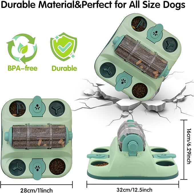 ELEGX Dog Puzzle Toy, Paw-Activated Rolling Interactive Dog Treat Puzzle Toys, Fun Slow Feeder for IQ Training & Mental Stimulating, Treat Puzzles Feeding for All Breeds, 2 Levels of Challenge