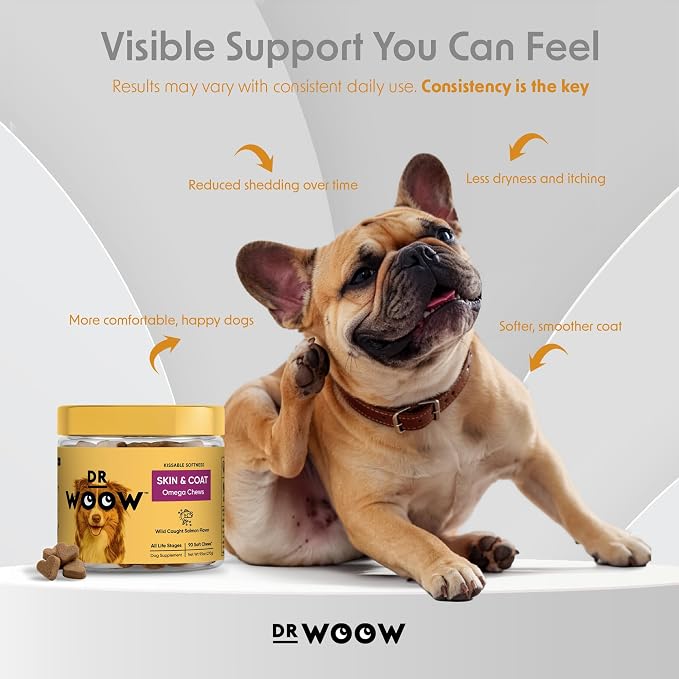 Omega 3 Supplements for Dogs Soft Chews (90 CT) – Skin & Coat Support + Itchy Skin Comfort – Wild Alaskan Salmon Oil + Biotin – Made in USA