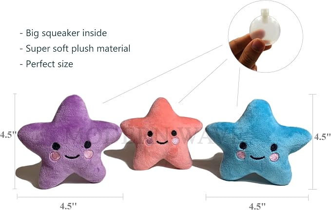 MODERN WAVE - Interactive Squeaky Plush Hide and Seek Squirrel Type Puzzle Toy for Dogs, Small Size (Moon and Stars)