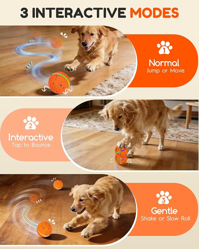 osou Smart Interactive Dog Toys, Automatic Moving & Bouncing Dog Ball | Motion-Activated, Auto-Off, Irregular Moving, Durable & Waterproof E-TPU Outershell for Medium & Large Dog Breeds