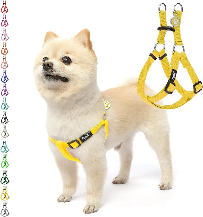 PUPTECK No Pull Dog Harness Small Sized Step-in Adjustable Puppy Vest | Soft Webbing Basic Halter with ID Tag for Outdoor Walking