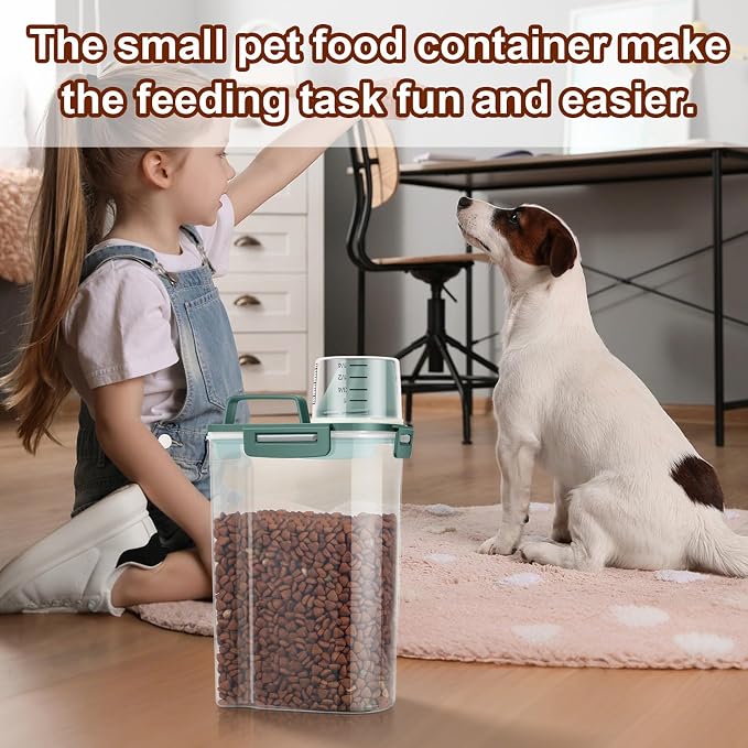 TBMax Small Dog Food Storage Container 3 Qt with Cat Food Can Cover and, Small, Green