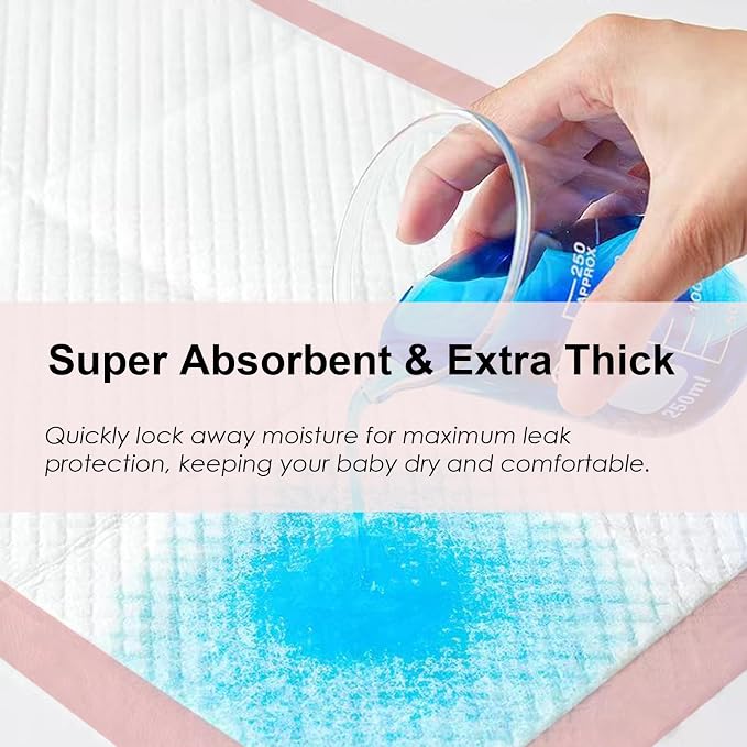 Pink Puppy Pee Pads, 18"x 24" 50 Count Disposable Puppy Pee Pad for Pet Toilet Training, Super Absorbent & Thick, Leak-Proof, Quick-Dry, Pet Potty Pads for Puppies, Dogs, Cats, Rabbits