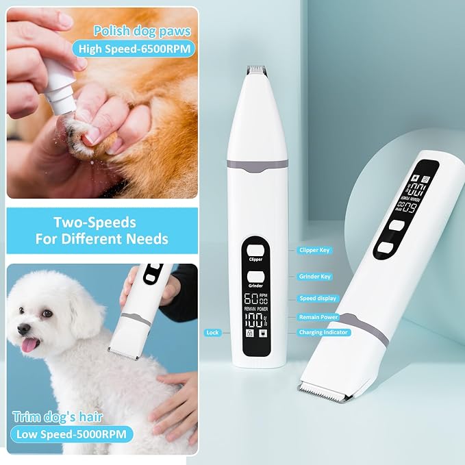 4-in-1 Dog Grooming Kit - Paw Trimmer & Nail Grinder