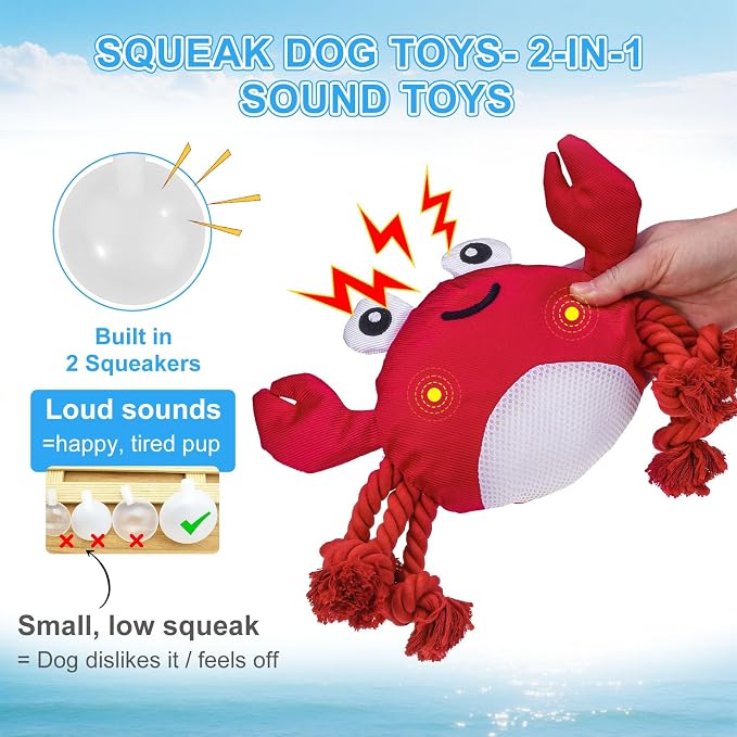 BEAUTYZOO Floating Dog Pool Toys, 2-Pack, Whale & Crab