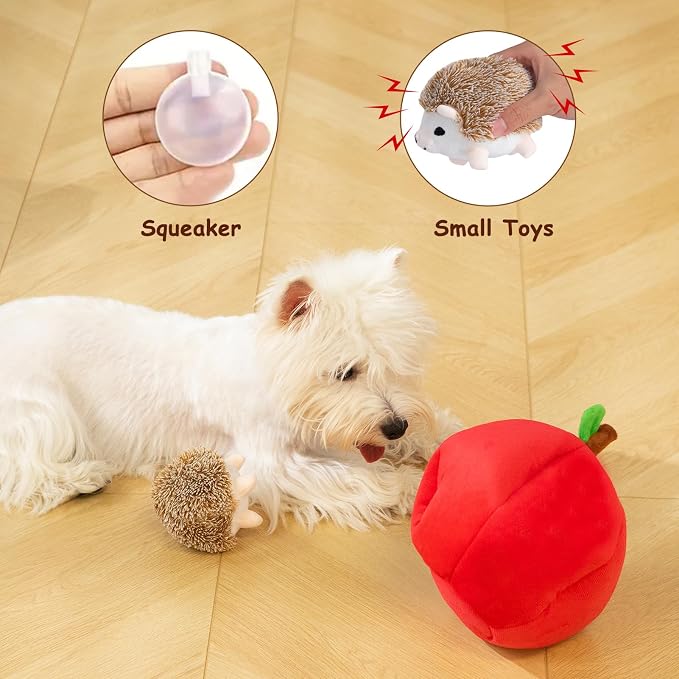 Hollypet Squeaky Hide and Seek Dog Toys for Small and Medium Dogs, Hedgehog | Interactive Plush Stuffed Dog Squeak Toys for Small Medium Sized Dogs and Non-Aggressive Chewers, Puppy Teeth Clean Chew Toys