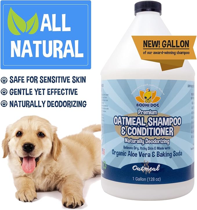 Bodhi Dog Natural Oatmeal Dog Shampoo & Conditioner - Hypoallergenic Formula - Naturally Deodorize Dogs, Cats & Pets - Moisturizes Dry, Itchy & Sensitive Skin - Made in USA (1 Gallon)