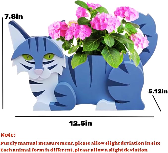 Sapphire White Cat Planter Pots, 12.5 x 5.12 x 7.8 Inches