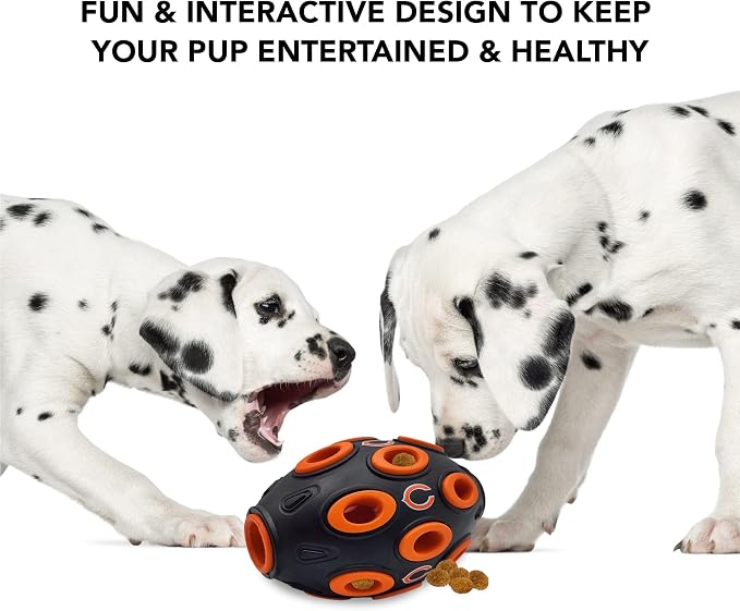 First NFL Chicago Bears Football Treat Dispensing Toy for Dogs and Cats, Interactive Fun, Natural Rubber