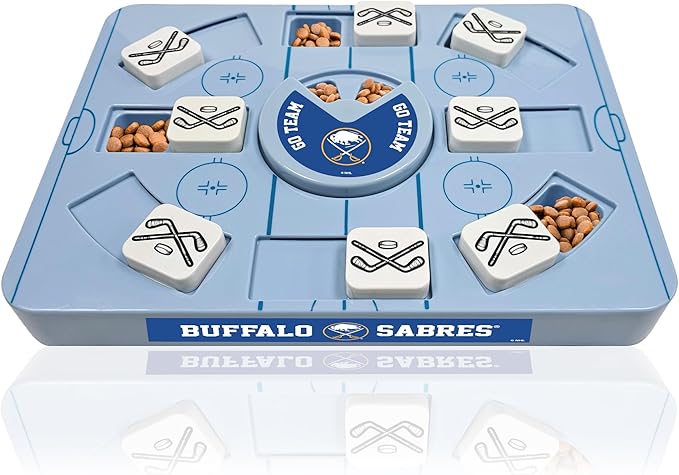 Pets First NHL Buffalo Sabres Large Puzzle Toy, New Size, Interactive Dog Treat & Slow Feeding Toy