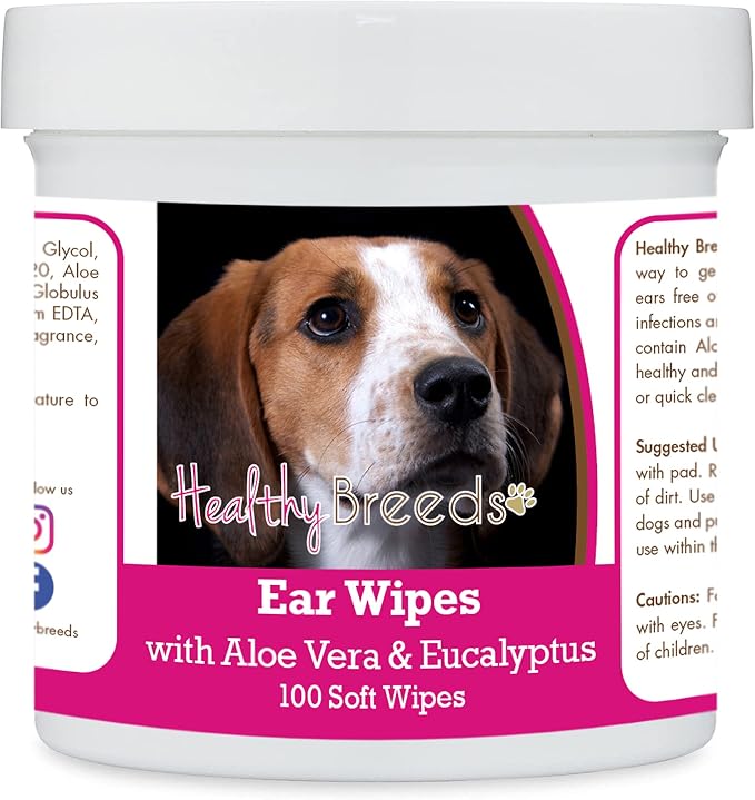 Healthy Breeds American English Coonhound Ear Cleaning Wipes with Aloe & Eucalyptus, 100 Count