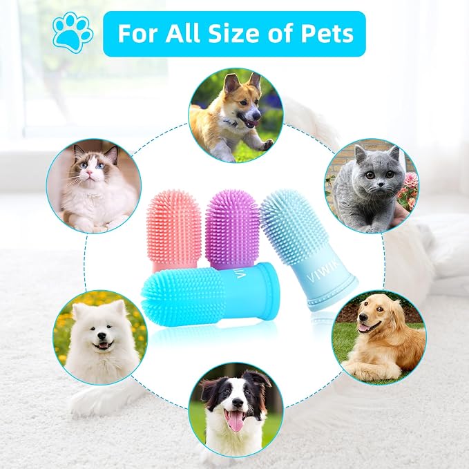 VIWIK 8Pack Pet Tooth Brushing Kit - Medium to Large Dog & Cat Toothbrush, Finger Toothbrush for Puppy Teeth Cleaning & Dental Care