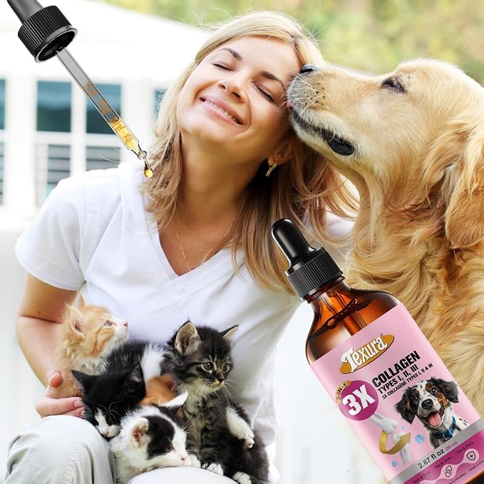 Grass-Fed Hydrolyzed Liquid Collagen for Dogs & Cats | Collagen Supplements for Dogs, Daily Nutritional Support for Healthy Hip, Joint, Skin & Coat, Dropper Supplement for Pets of All Ages
