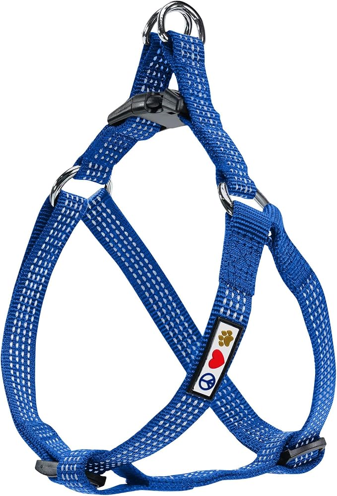 Pawtitas Reflective Step-in Dog Harness – Adjustable No-Pull Vest for Puppies to Seniors, Safe & Comfortable, L Blue