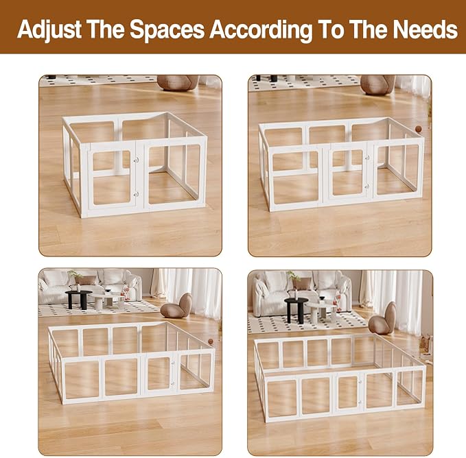 Clear Acrylic Dog Playpen with Door,23.6" Puppy Playpen,Easy Assemble Pet Fence for Puppies/Small Dog Play Pen Indoor (White, 23.6", 12 Panel)