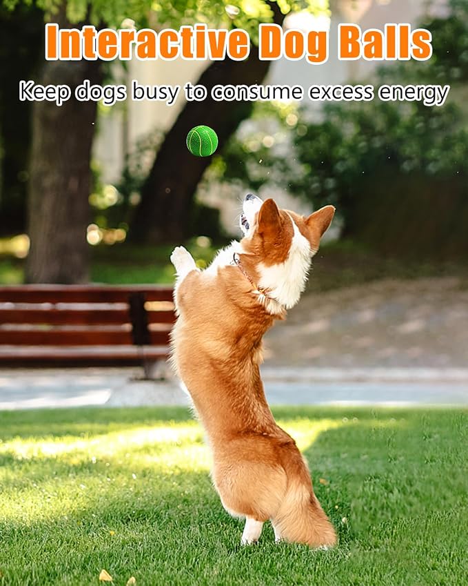 Squeaky Dog Balls, Interactive Funny Puppy Chew Toys for Fetch Play to Keep Them Busy, Latex Rubber Pet Tennis Soccer Ball Toy Bundle (4 Pack) for Puppies Small Breed Dogs