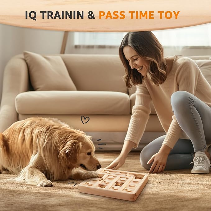 LOOBANI Dog Puzzle Toys Wooden - Interactive Toys for Boredom, IQ Training and Mental Brain Stimulation, Treat Dispensing and Entertainment Toys/Food Slow Feeder for Small to Large Dogs