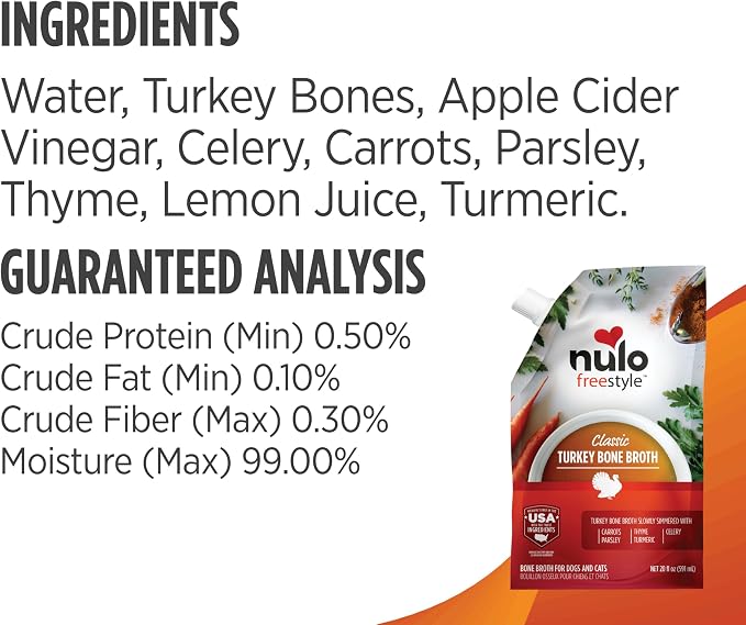 Nulo Freestyle Bone Broth, Premium Food Topper for Cats and Dogs, with Collagen and Chondroitin Sulfate to Help Boost The Quality of Your Pet’s Coat and Skin, 20 Fl Oz (Pack of 3)
