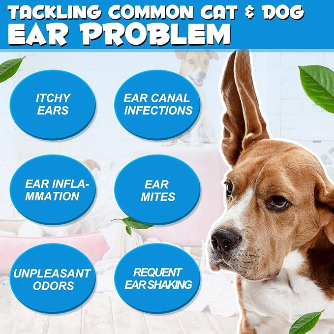 2Pcs Ear Drops for Dogs & Cats with 1% Hydrocortisone, 2.02 fl oz