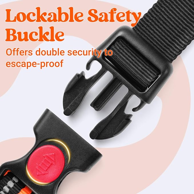 rabbitgoo Large Dog Harness, Easy Wear with 3 Buckles and Lift Handle | No Pull with Front Clip for Walking, Adjustable Soft Padded, Reflective, Easy Control, Orange, Medium